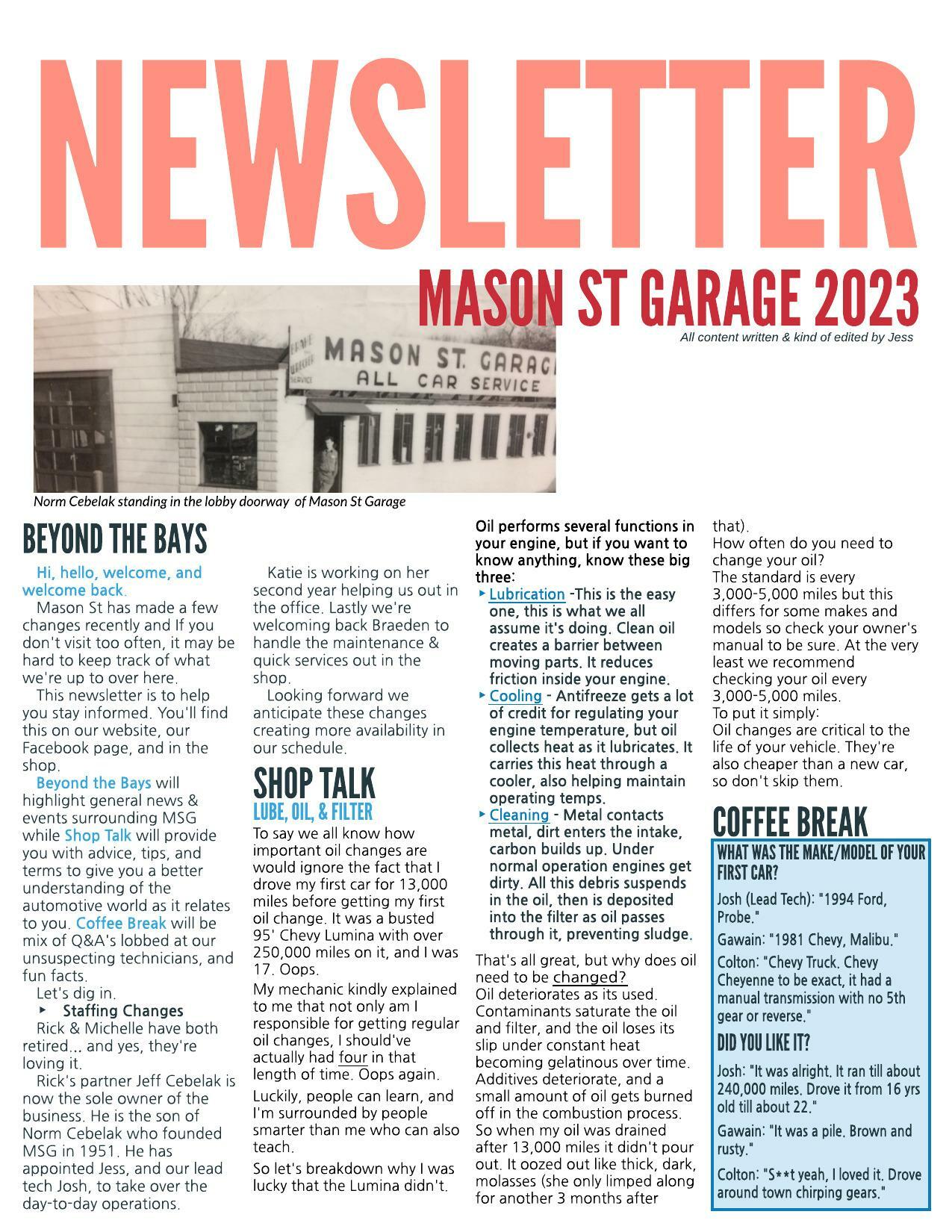 News/Events Mason Street Garage